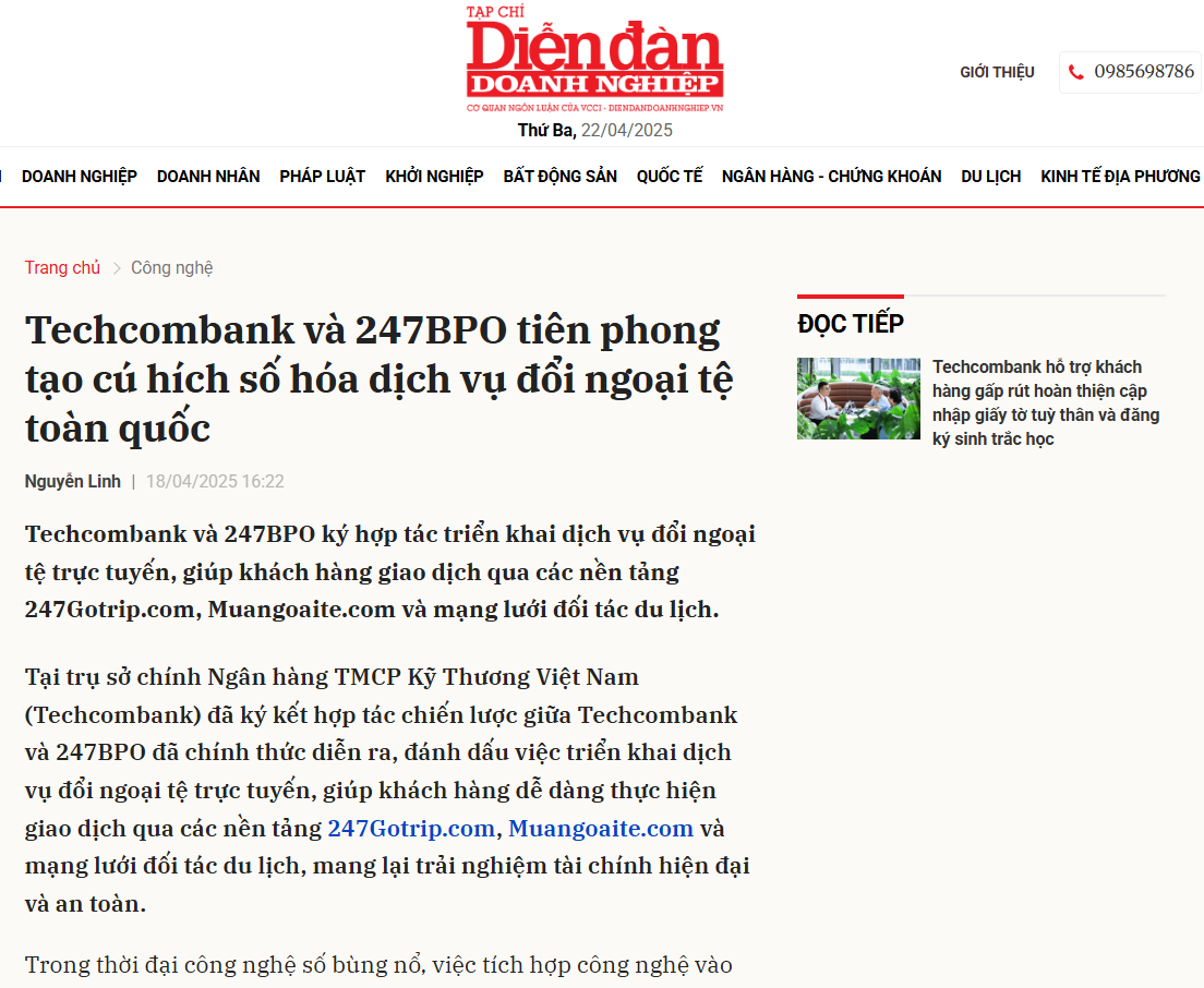 Báo chí nói gì về chúng tôi - Công ty TNHH 247 BPO